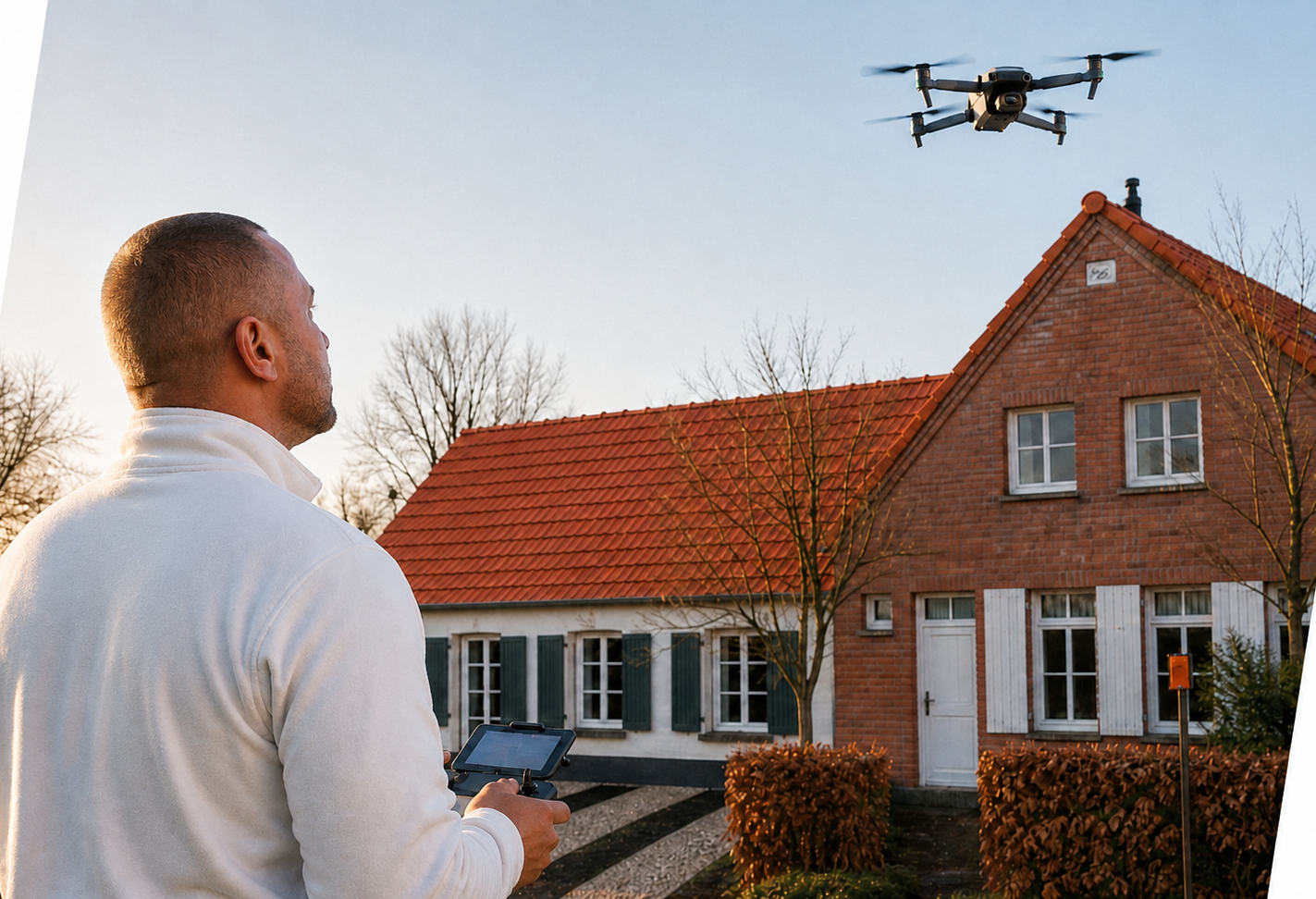 Relevé de toiture par drone au-dessus d'une maison