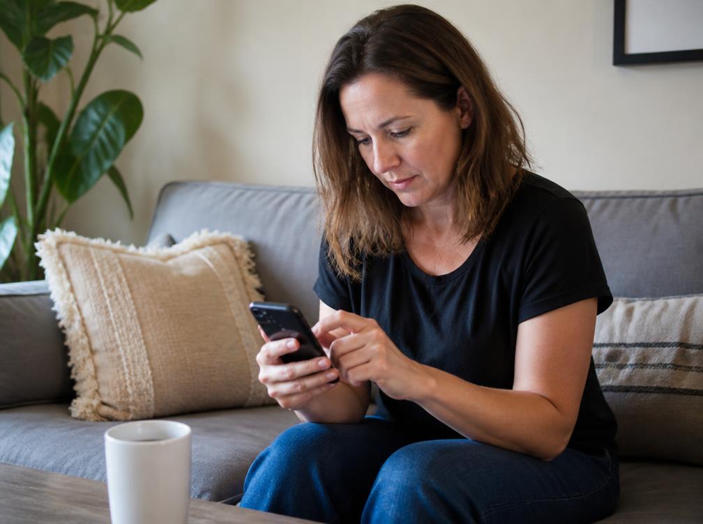 Une propriétaire remplit le formulaire d'étude depuis son téléphone